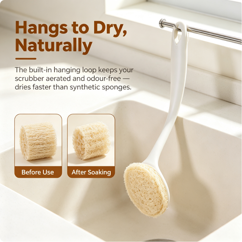 Luffamily Long-Handled Pot Brush with Detachable Design