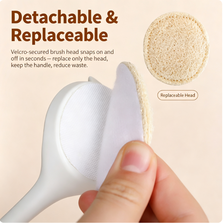 Luffamily Long-Handled Pot Brush with Detachable Design