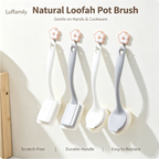 Luffamily Long-Handled Pot Brush with Detachable Design