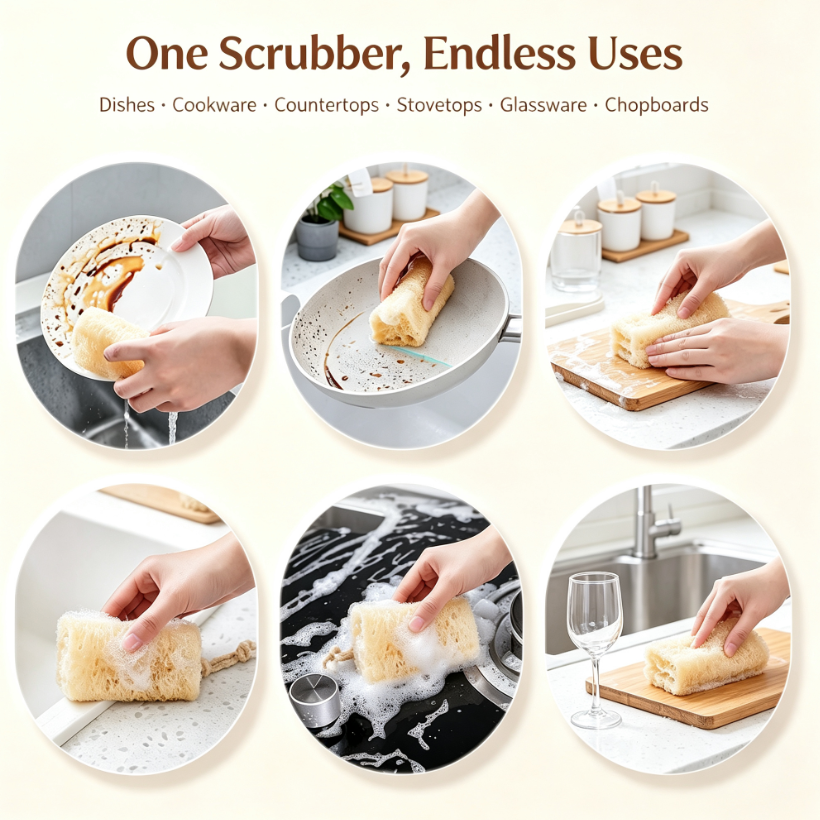 Luffamily Premium 3.94″ Natural Cleaning Scrubber