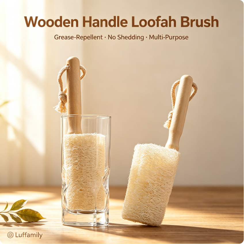 Luffamily Wooden Handle Cup & Bottle Brush