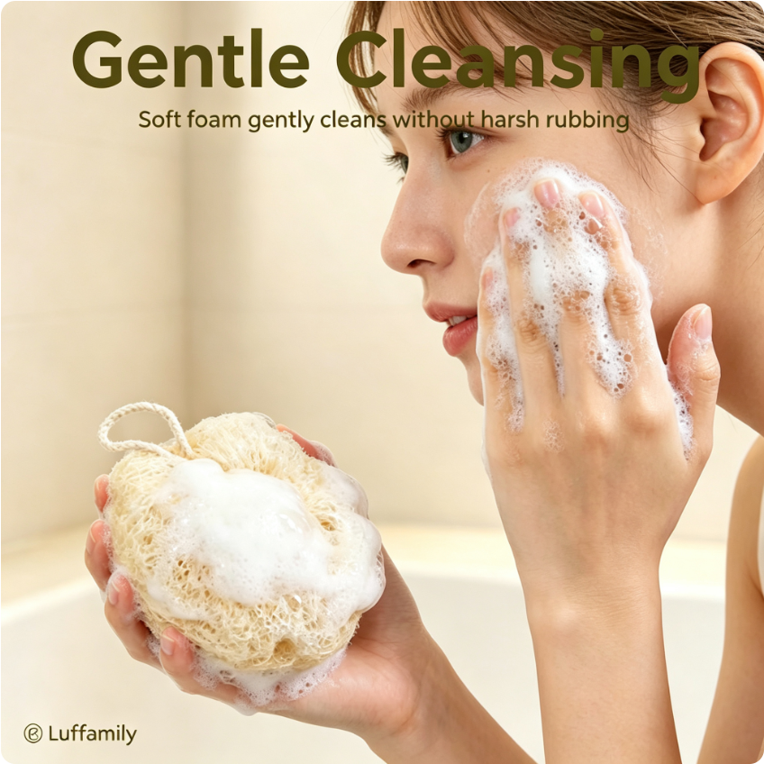 Luffamily Natural Facial & Body Bath Poufs