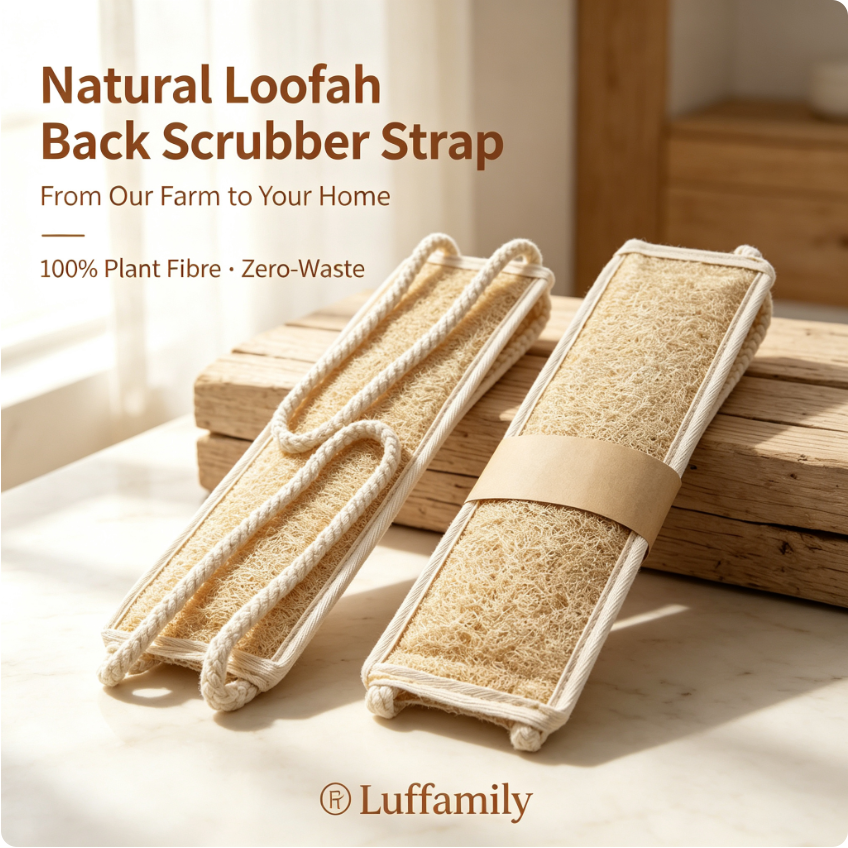 Luffamily Natural Scrubber Strap with Trimmed Edges