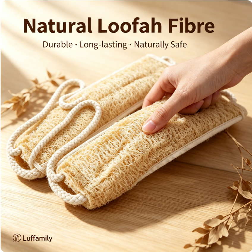 Luffamily Natural Scrubber Strap with Trimmed Edges