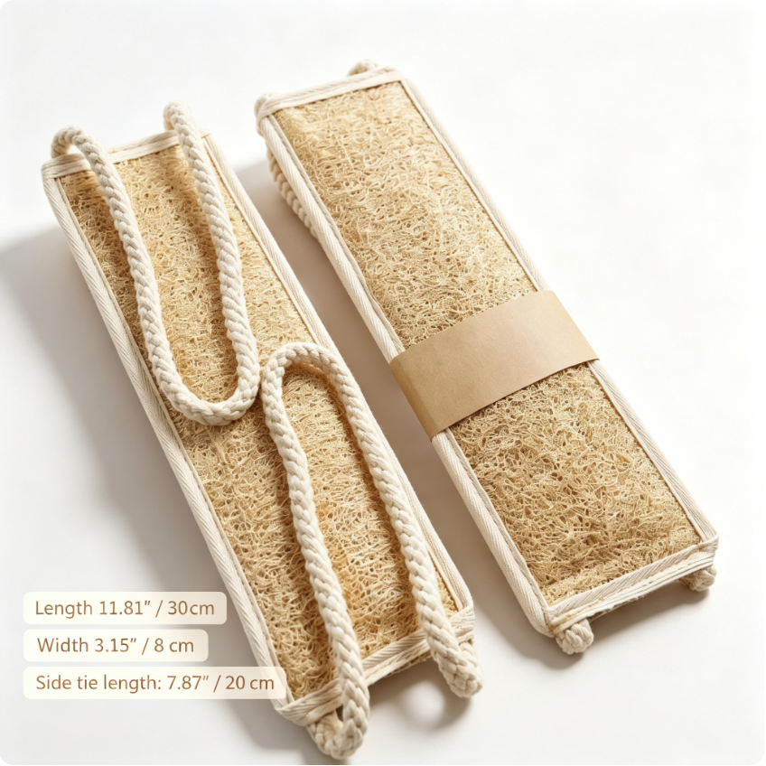 Luffamily Natural Scrubber Strap with Trimmed Edges