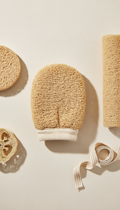 Natural loofah bath mitt