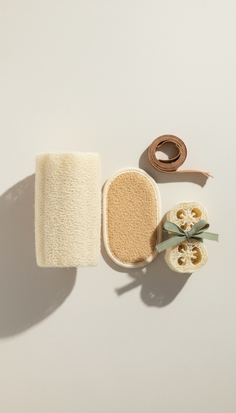 Loofah gift set with ribbon